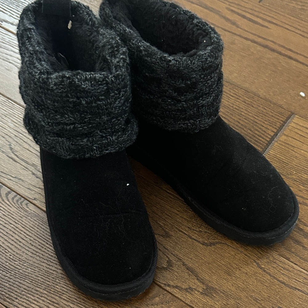 Amazon Essentials Black Knit Cuff Winter Boots